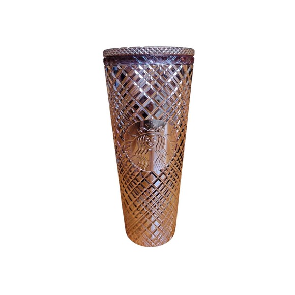 Starbucks 2023 Rose Gold Winter Holiday Jeweled 24oz VENTI Tumbler Cold Cup - Picture 1 of 5